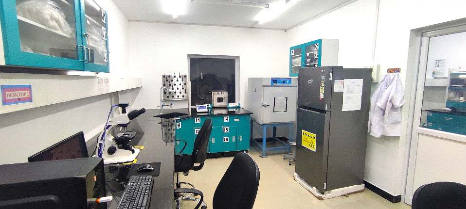 Laboratory bench with testing equipment